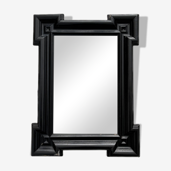 Miroir ancien rectangulaire cadre noir Napoléon III