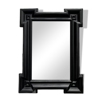 Miroir ancien rectangulaire cadre noir Napoléon III