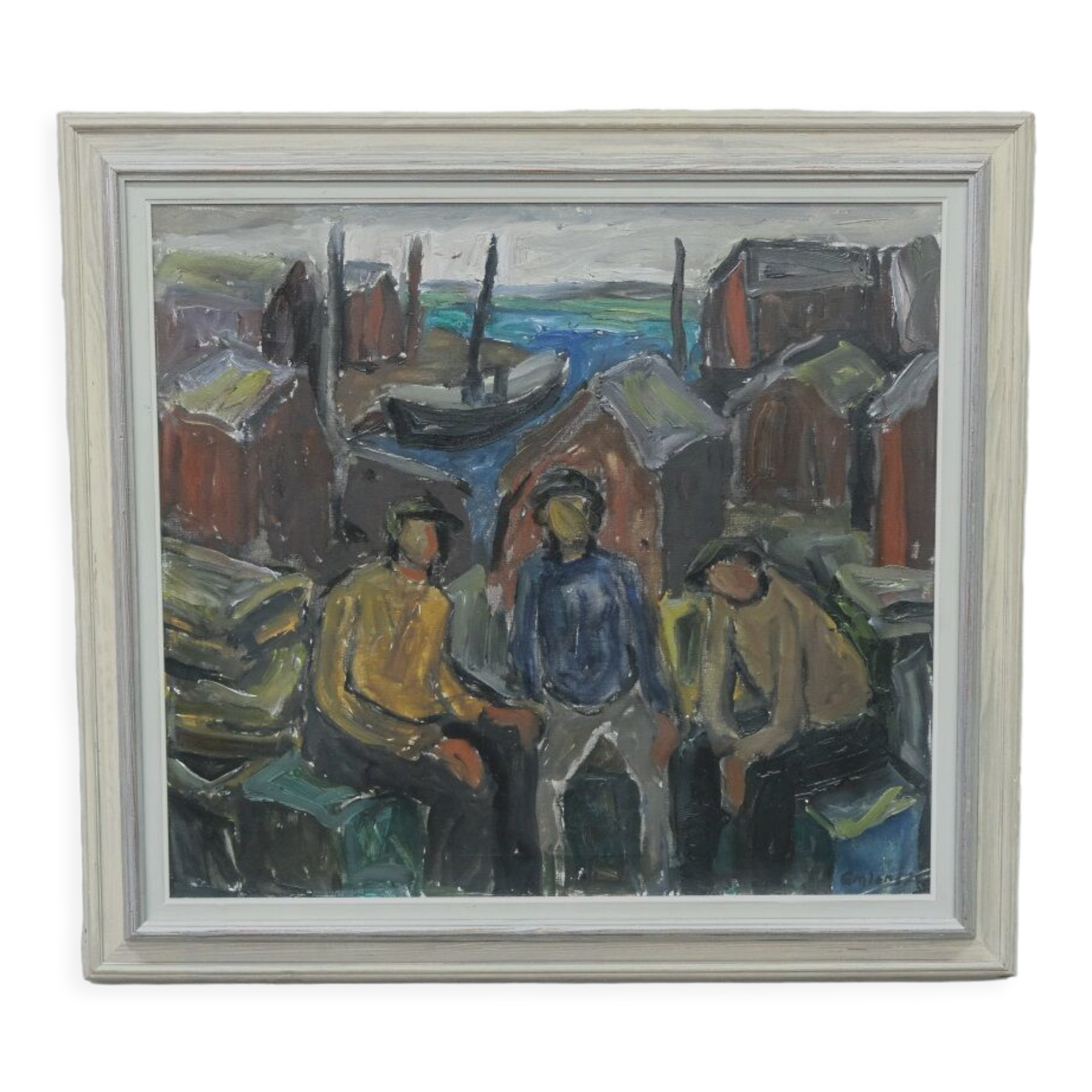 Einar Emland, Scandinavian modern painting, 1960s, Oil on Canvas, Framed