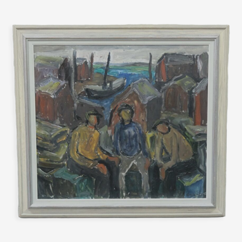 Einar Emland, Scandinavian modern painting, 1960s, Oil on Canvas, Framed