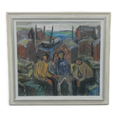 Einar Emland, Scandinavian modern painting, 1960s, Oil on Canvas, Framed