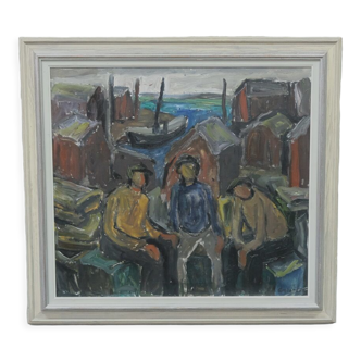 Einar Emland, Scandinavian modern painting, 1960s, Oil on Canvas, Framed