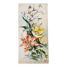 Aquarelle bouquet d’iris signé vintage