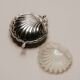 Silver-plated metal shell butter dish, 1970s