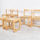 6 vintage oak and wicker dining chairs, 1960s