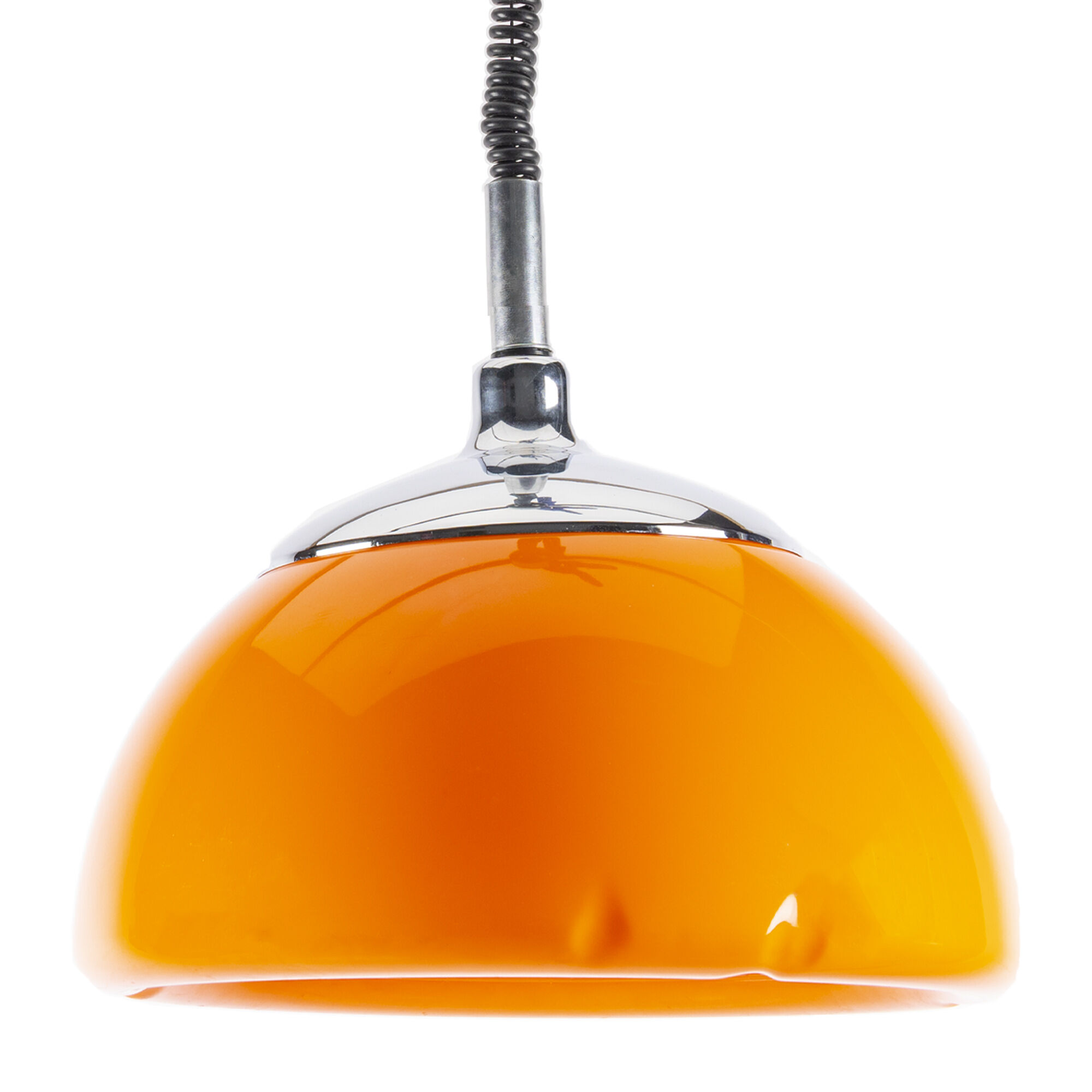 Orange and chrome space age pendant lamp