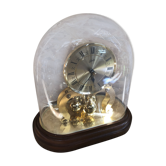 Old clock pendulum 400 days schatz gold metal + bell vintage glass