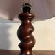 Solid turned wood foot lamp with lampshade