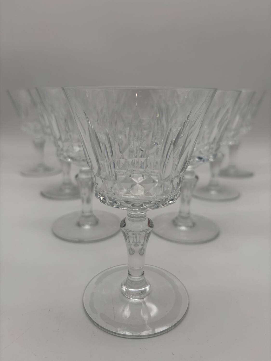 10 Baccarat Glasses, Model Picadilly, France, Crystal Stemmed Glasses