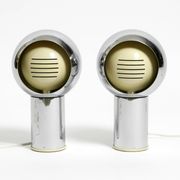 Pair of large Mid Century Space Age chrome table lamps - Made in Italy