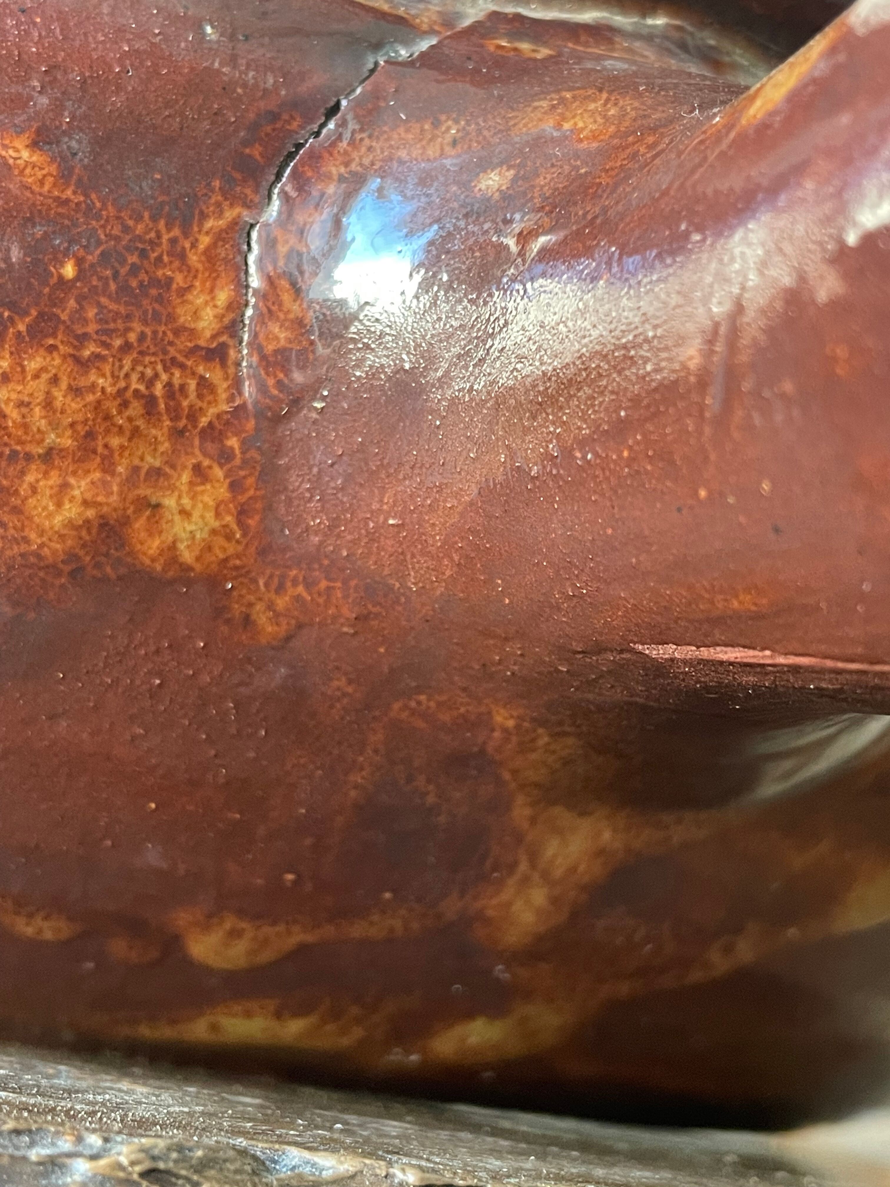 Very large ceramic frying pan by Juliette Derel, circa 1960