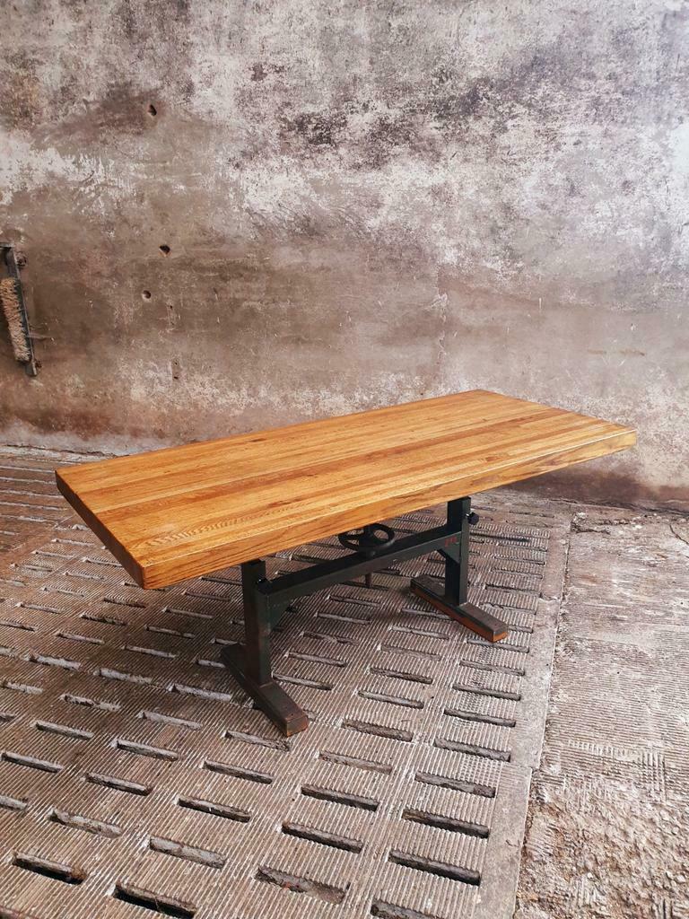 Industrial dining table oak on a workbench frame