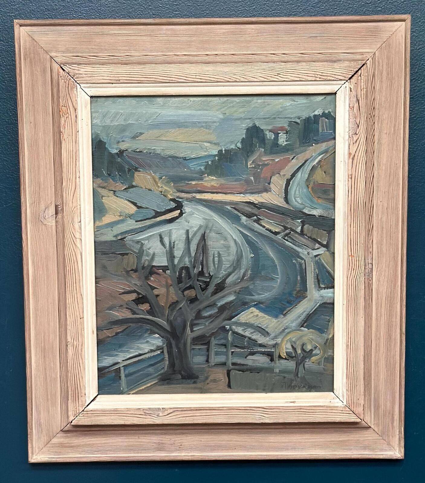 Swedish Oil on Canvas – “Landscape” by Stig Thiderman – Vintage