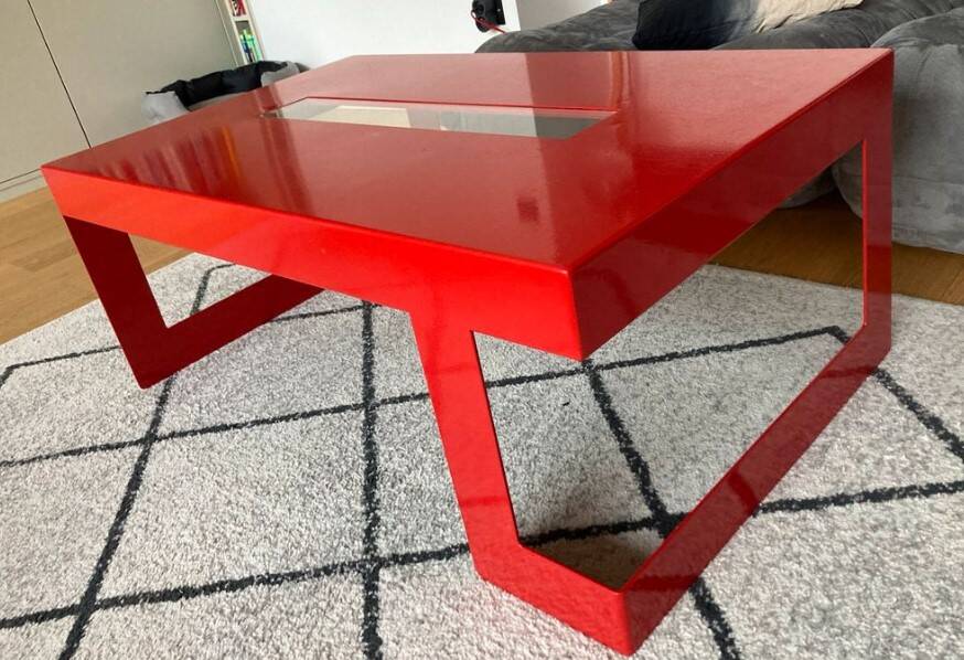 Red metal architect coffee table