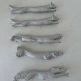 Set of 5 white porcelain knife holders, pantheon fox dogs