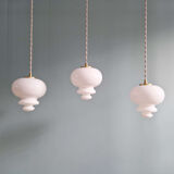 Scandinavian trio of suspensions in white opaline, 1960s