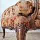 Antique cabriolet armchair in floral velvet – Louis XV style / Retro chic