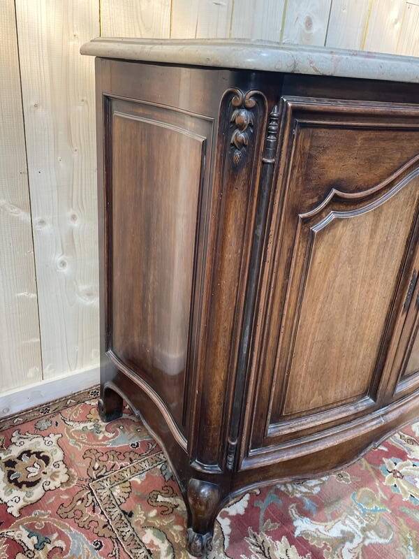 Enfilade en noyer de style Louis XV en noyer et marbre