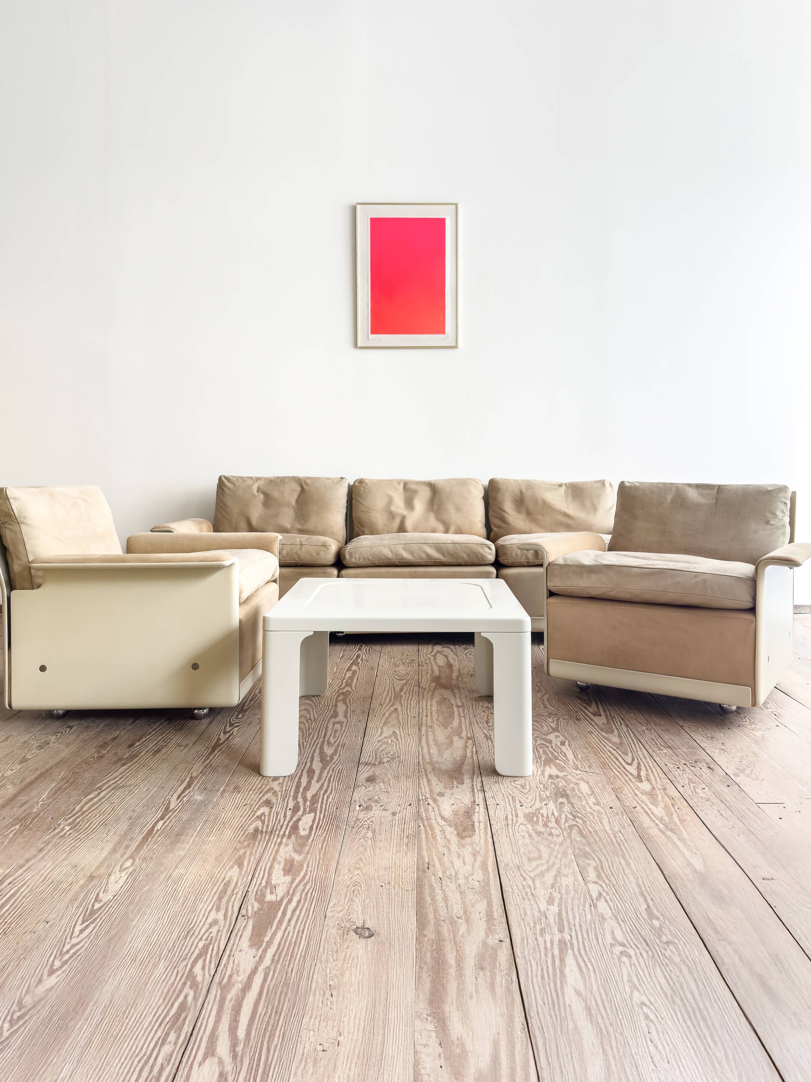 Canapé design 620 en suédine beige par Dieter Rams pour Vitsœ – Mid-Century