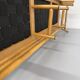 Complete living room with rattan sofa and white bouclette, brass finish, 80's design