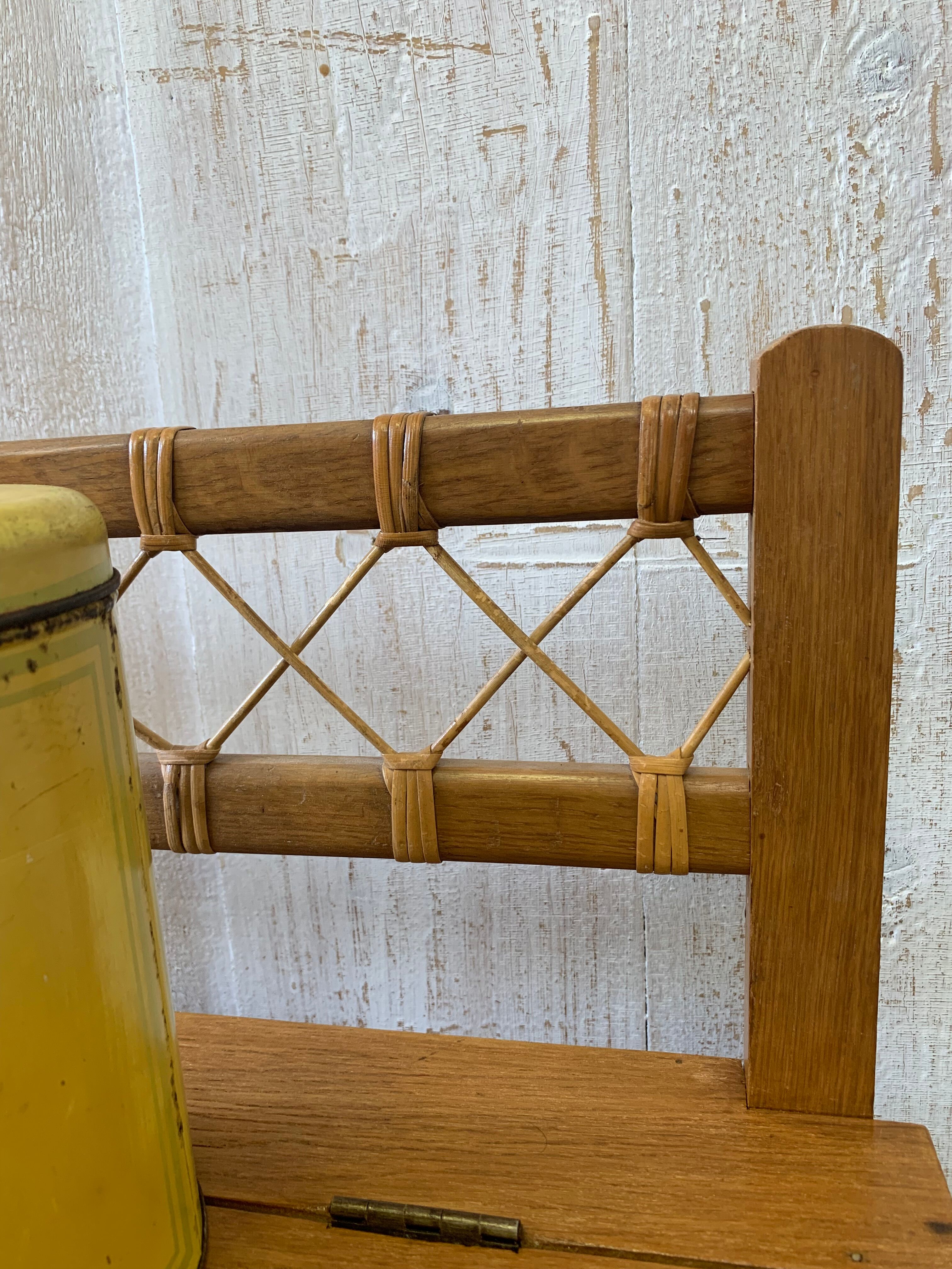 Vintage wood/rattan toy chest