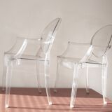 Two Starck chairs transparent model Louis Ghost