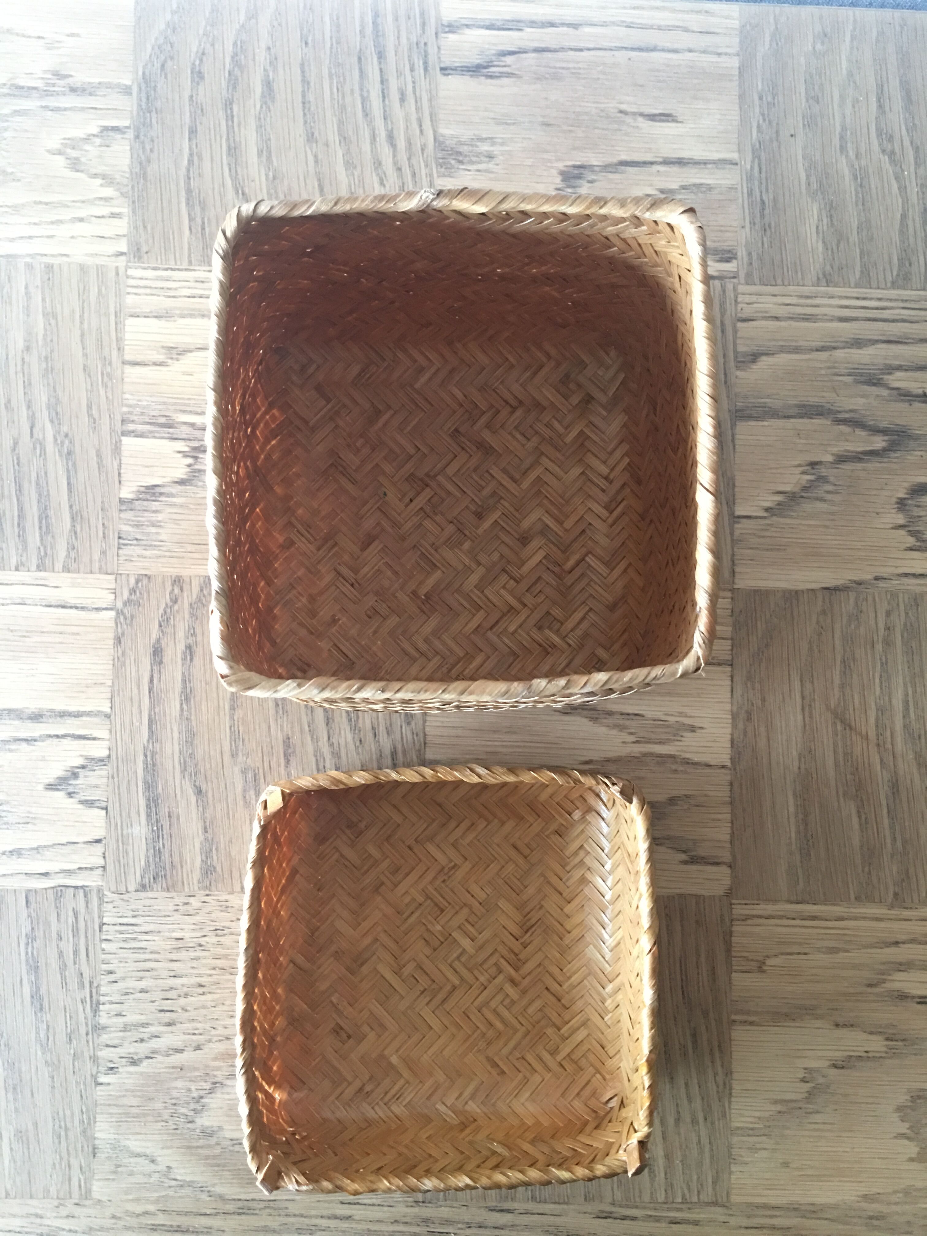 Square vintage wicker box
