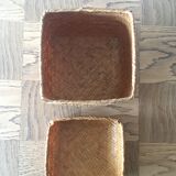 Boite en osier vintage carrée