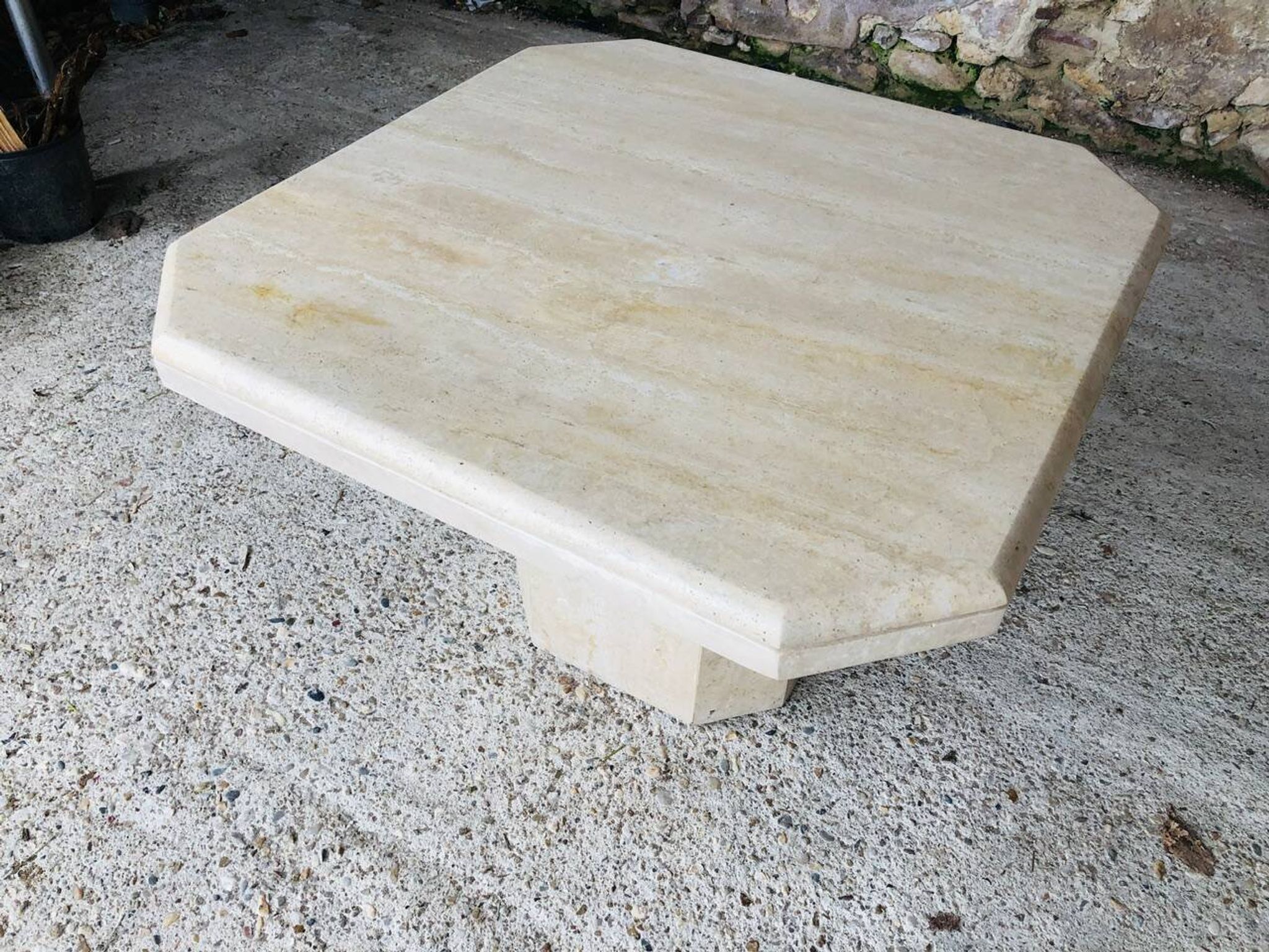 Table basse en travertin octogonale, vintage circa 70/80