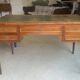 Louis XVI style solid mahogany and bronze flat desk, 19th century
