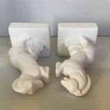 Pair of white horse bookends