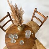 4 wooden and straw country chairs