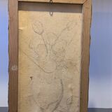 Painting the bouquet of flowers signed Lagier, canvas stretched on vintage frame