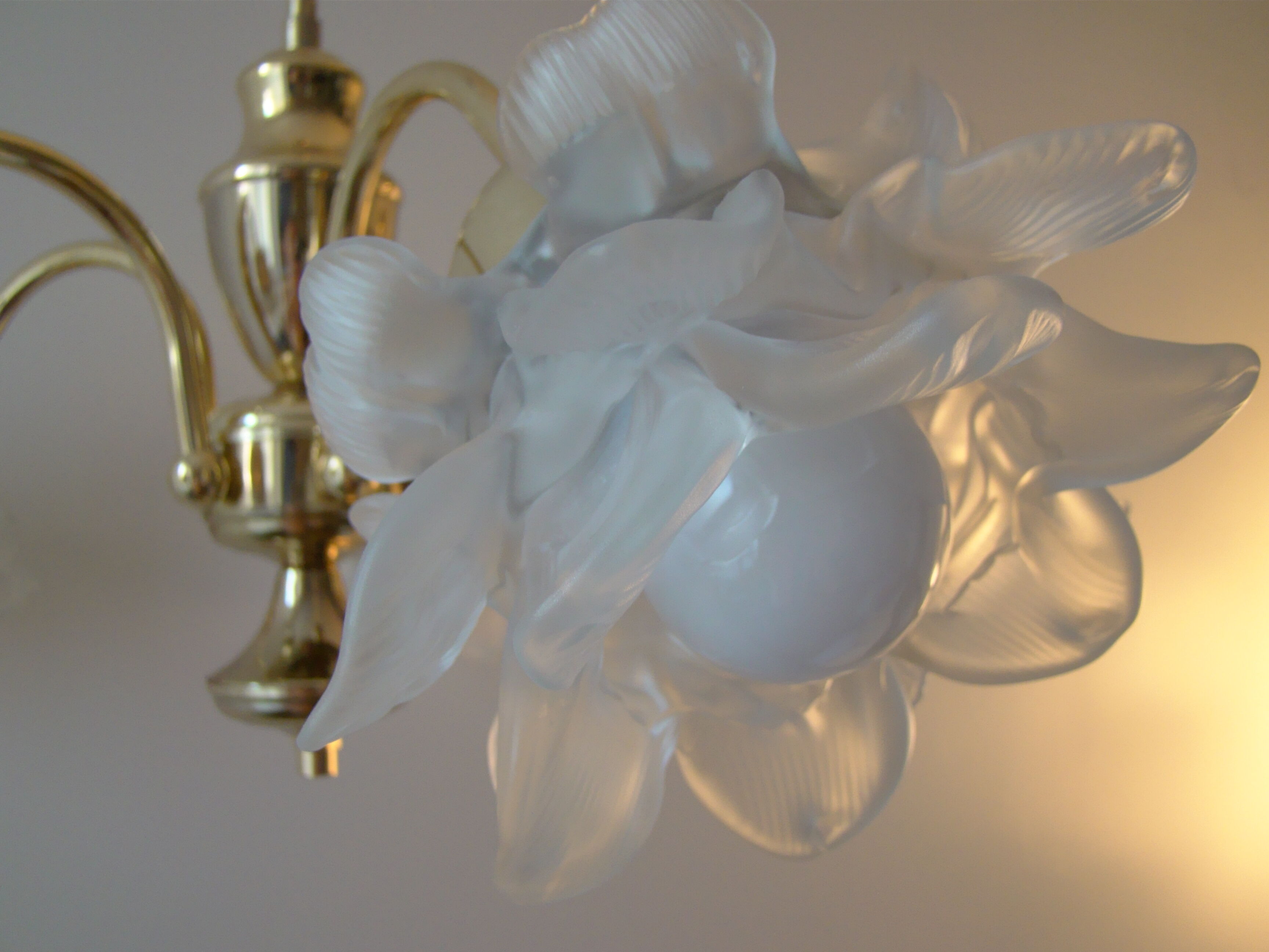 Vintage chandelier with roses in glass paste