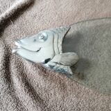 Serving plate for salmon fish dish silver plate and thick glass tray