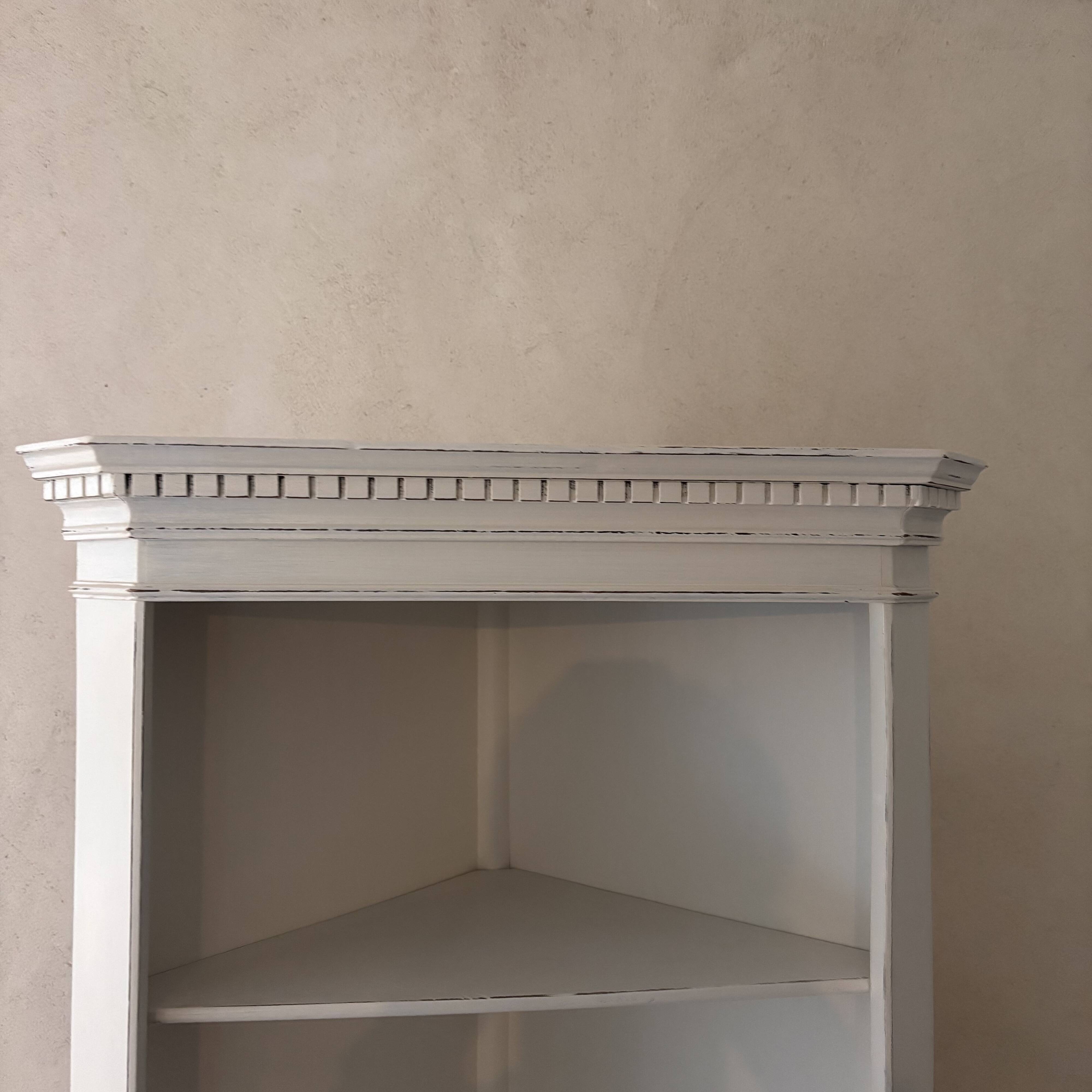 White wooden corner unit