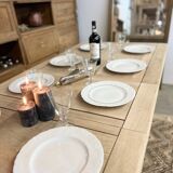 Solid oak farmhouse table with 2 central extensions