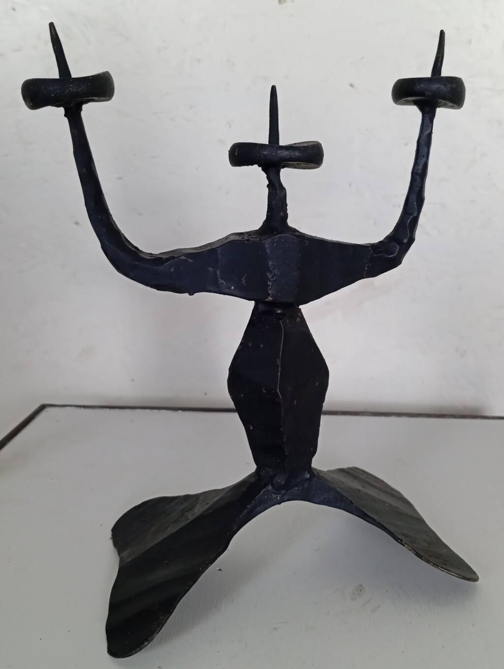 Shabbat candlestick by David Palombo in forged metal