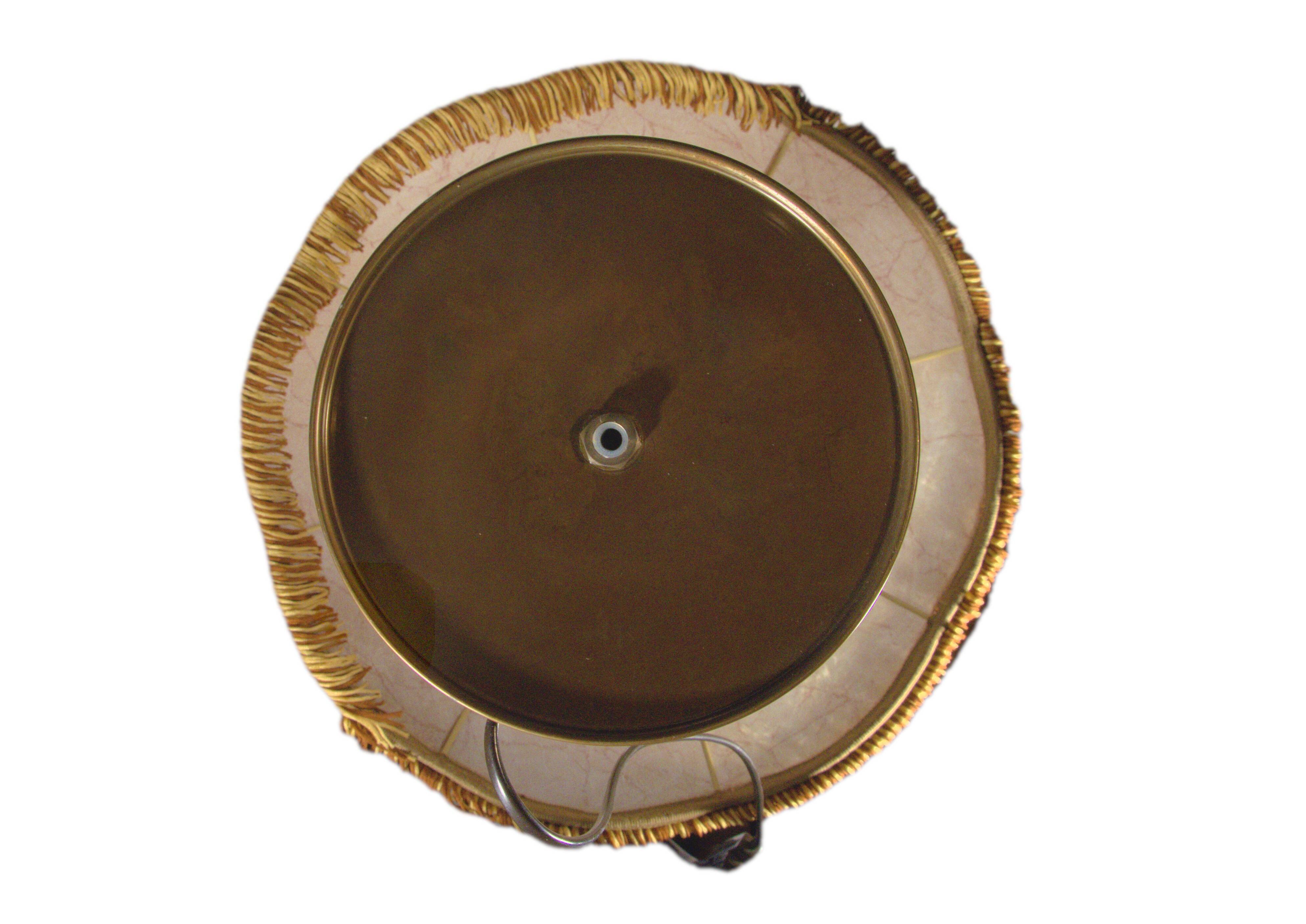 Retro-style lamp in turned wood and gold metal, 37x57cm