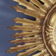 Sun mirror gilded with gold leaf Vintage 50s 42cm