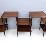 Square Walnut Coffee Table Model "T8" by Vico Magistretti for Azucena, Italy