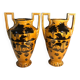 Pair of Orchies Art Deco Vases with silhouette style Fawn decoration