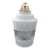 Vintage globe pendant light in molded glass.