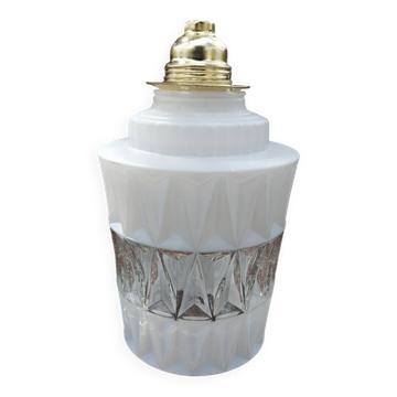 Vintage globe pendant light in molded glass.