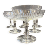 6 Baccarat coupes with small hollow stems