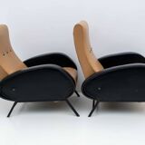 Pair of Marco Zanuso Mid-Century Modern Italian Leather Reclining Armchairs