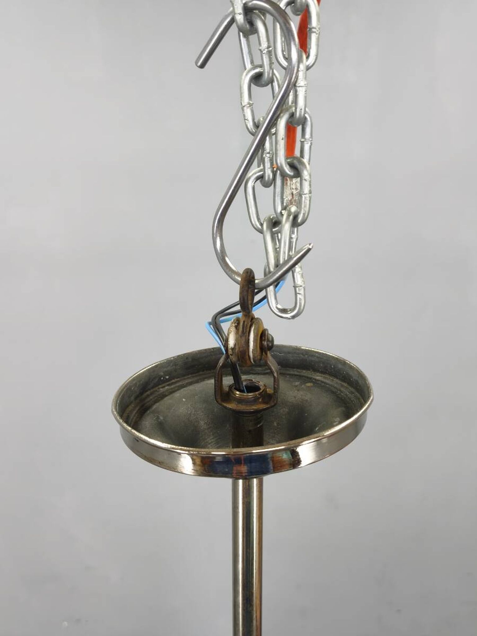 Art Deco Nickel and Glass Chandelier, 1930s