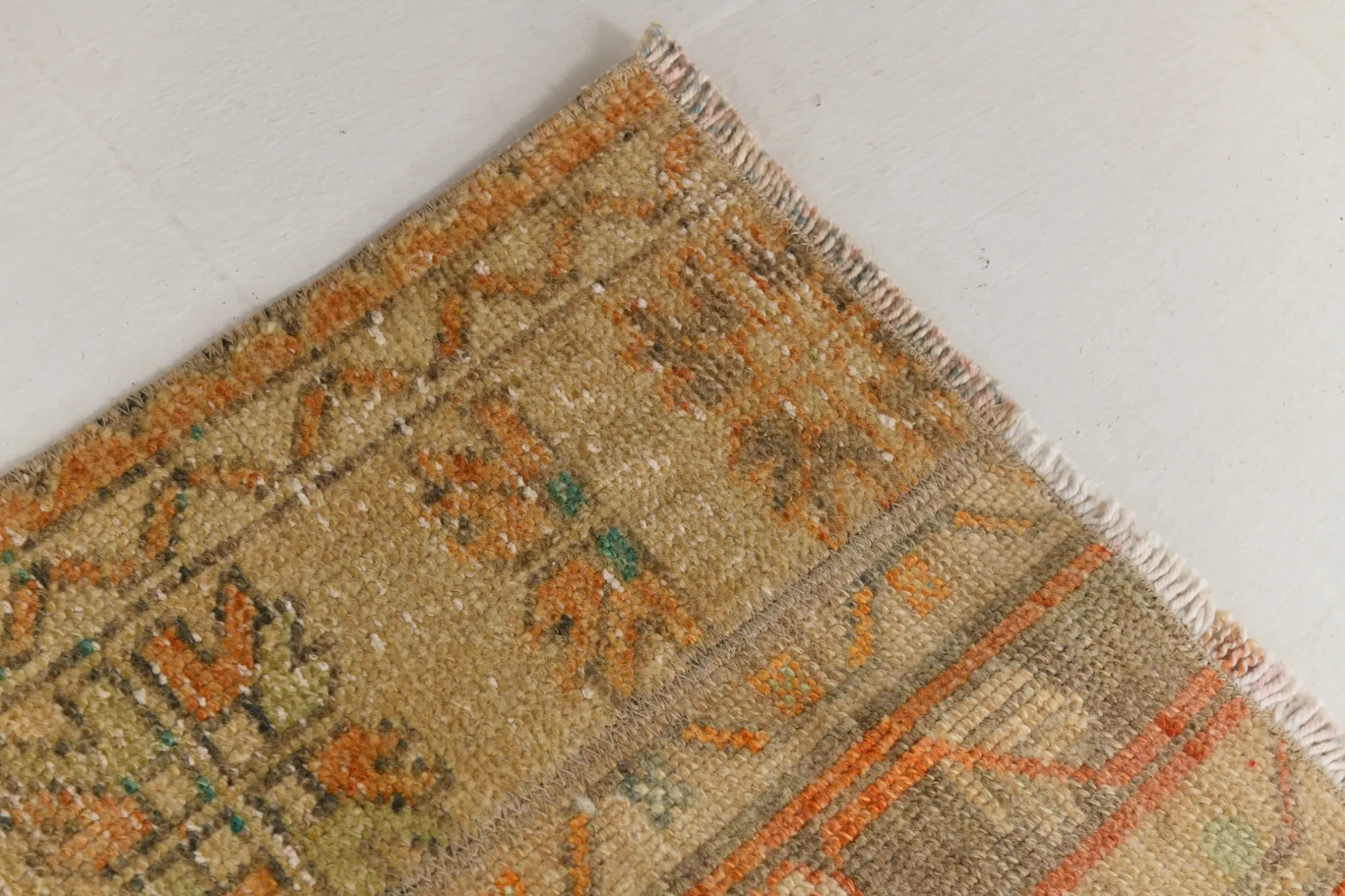 Long Narrow Vintage Persian Runner Rug, Brown & Orange Hallway Rustic Decor