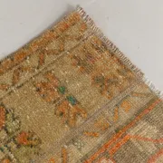 Long Narrow Vintage Persian Runner Rug, Brown & Orange Hallway Rustic Decor