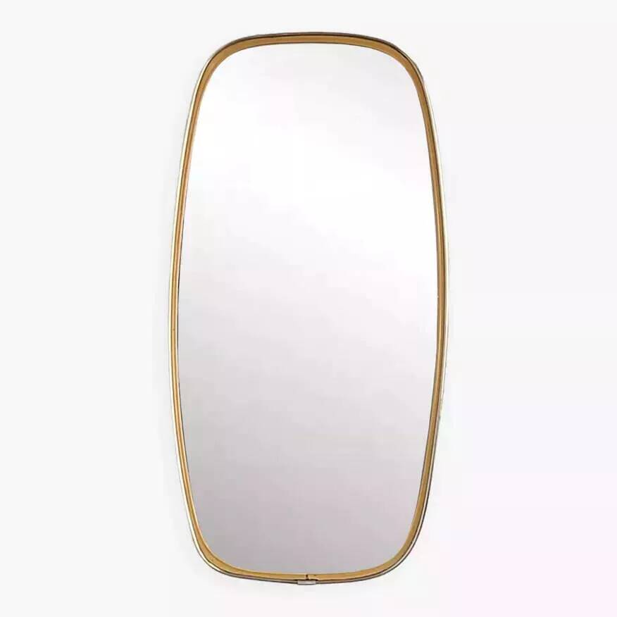 Rearview mirror and free form from the 50s - 60s on gold frame